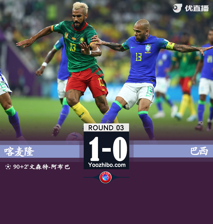 巴西0-1喀麦隆 阿布巴卡尔绝杀马丁内利屡造险