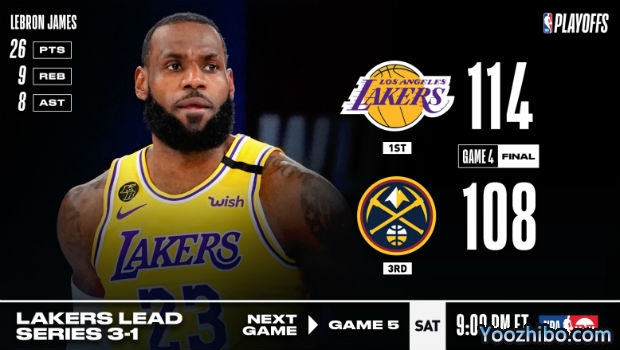 <a href=/24zhibolq/lakers/ target=_blank class=infotextkey>湖人</a>险胜<a href=/24zhibolq/nuggets/ target=_blank class=infotextkey>掘金</a>大比分3-1夺赛点！