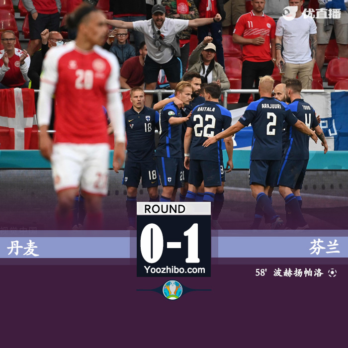 丹麦0-1芬兰 霍伊别尔失点波赫扬帕洛破门